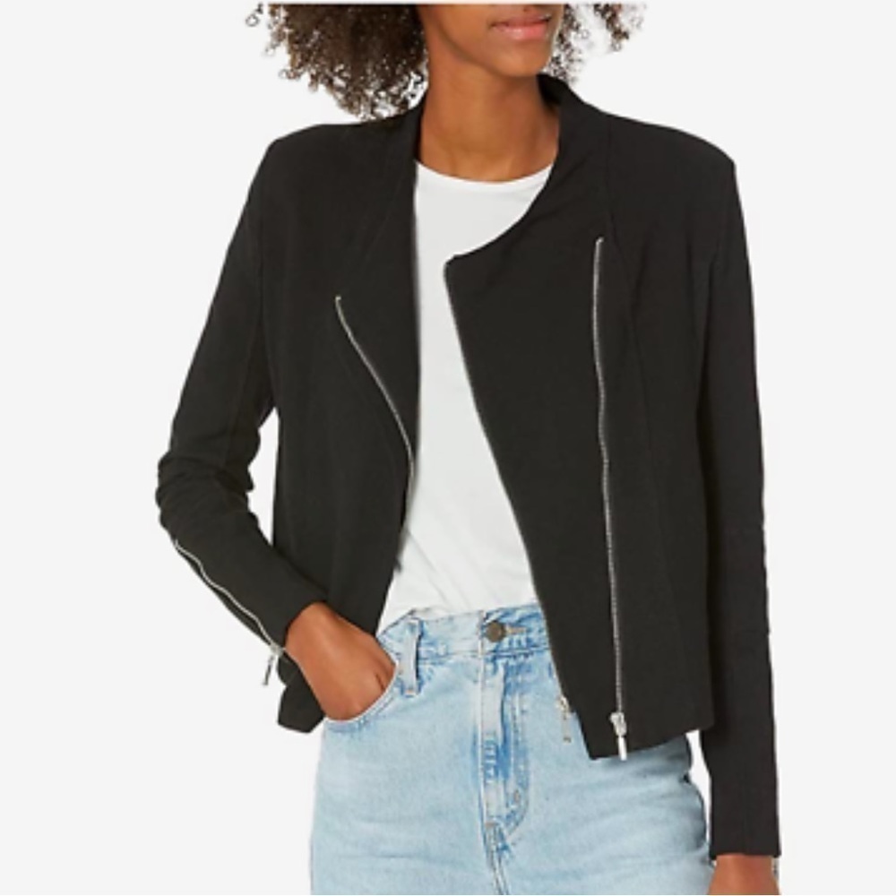 BLANK NYC Mesh Crop Motor City Moto Jacket in Black Size Small‎